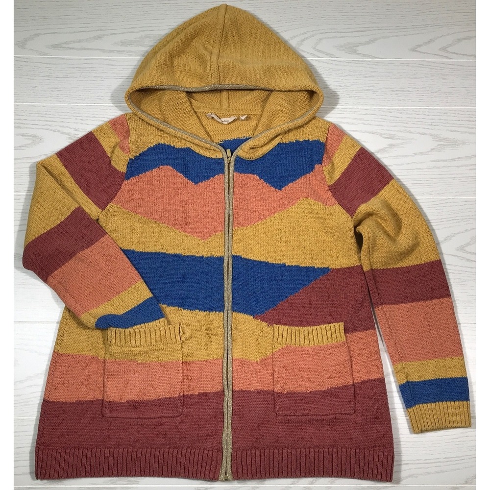 Soft Surroundings Hooded Sweater Women M Full Zip Pockets Oversized Cottagcore